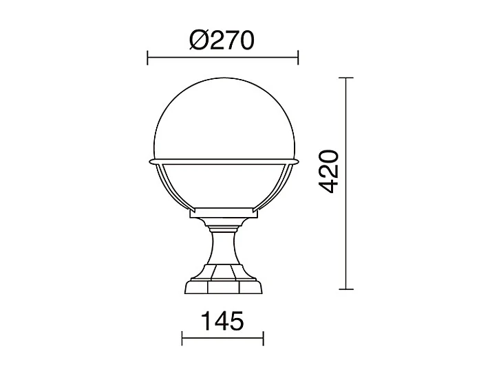 Farol exterior estilo clássico CLIC CLAC GLOBO - A. 42 cm x P.ø27 cm - E27 42W - poliamida - esfera em policarbonato - ip44 - preto