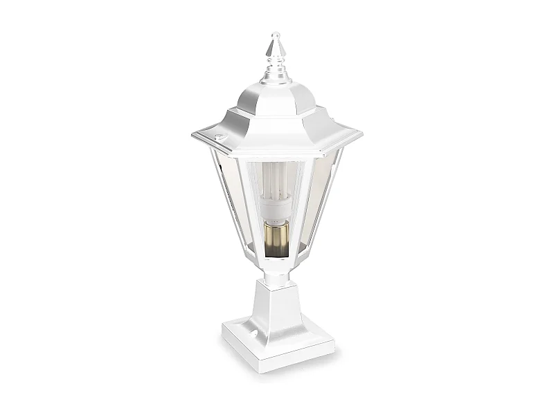 Balise exterieur classique Elite 6-h52cm x 26,5cm-e27 42w-mat-ip44-aluminium, blanc