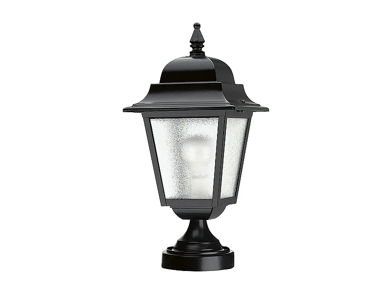 Balise exterieur classique Elite 4-h37cm-e27 42w-verre mat-aluminium-noir-ip55