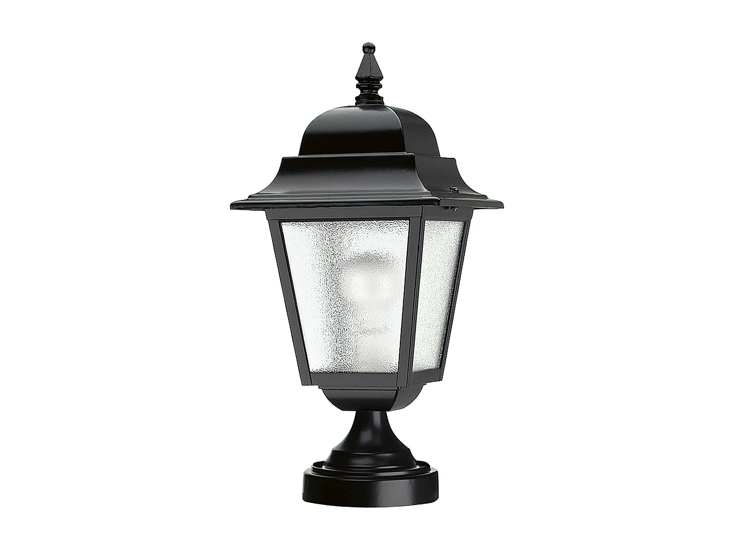 Balise exterieur classique Elite 4-h37cm-e27 42w-verre mat-aluminium-noir-ip55