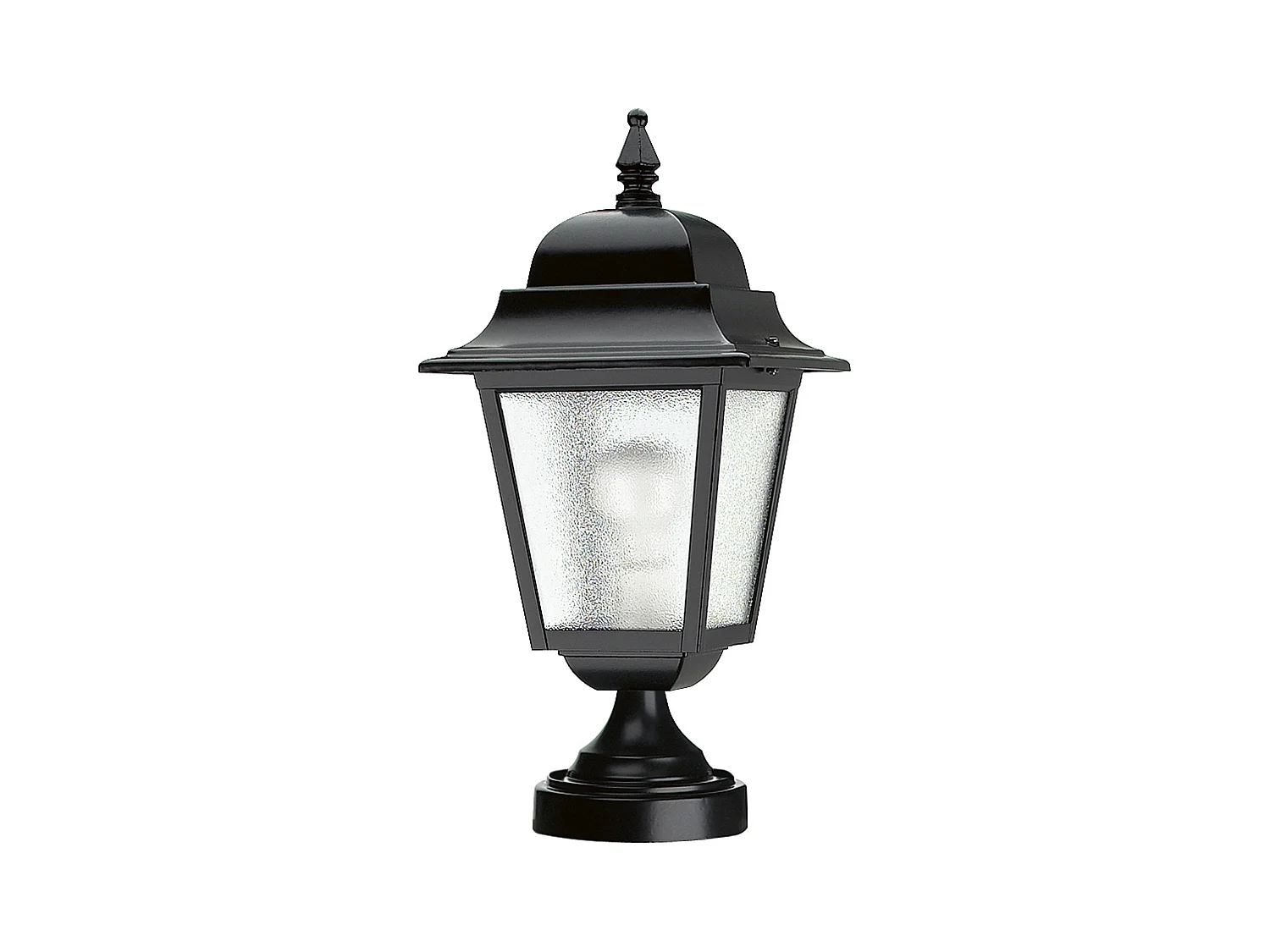 Balise exterieur classique Elite 4-h37cm-e27 42w-verre mat-aluminium-noir-ip55