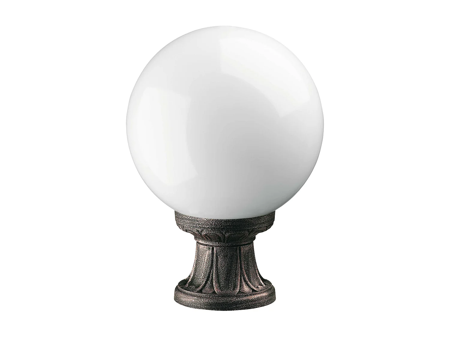 Farol exterior INDURA GLOBO estilo clássico - A. 35 cm x P. ø25 cm - E27 70W - esfera opala - resina - IP55 - preto