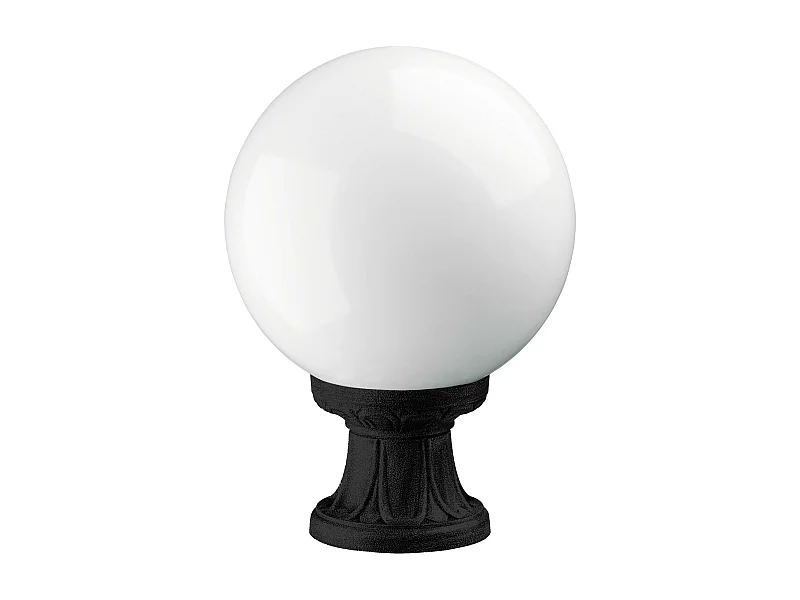 Balise extérieur style classique INDURA GLOBO-h.35 cm x p.ø25 cm-e27 70W-sphère opale-résine-IP55-noir