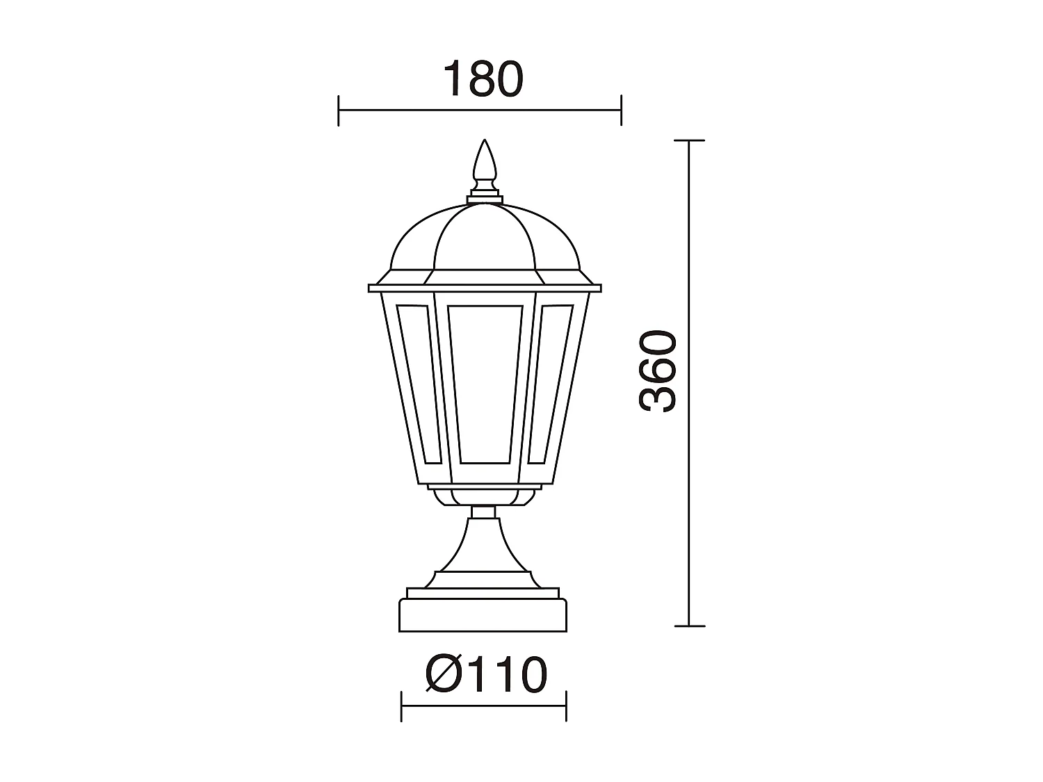 Außenleuchte BAMBO im klassischen Stil – Höhe 36 cm – E27 70 W – Schwarz – Aluminium – IP43