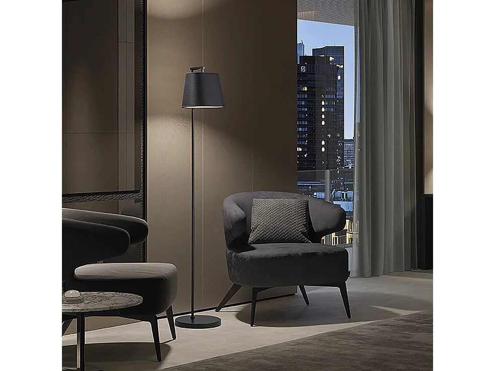 Candeeiro de pé moderno Nemo -a.140cm x p.ø25cm-aço sintético-ip20-e27 40w-preto,branco