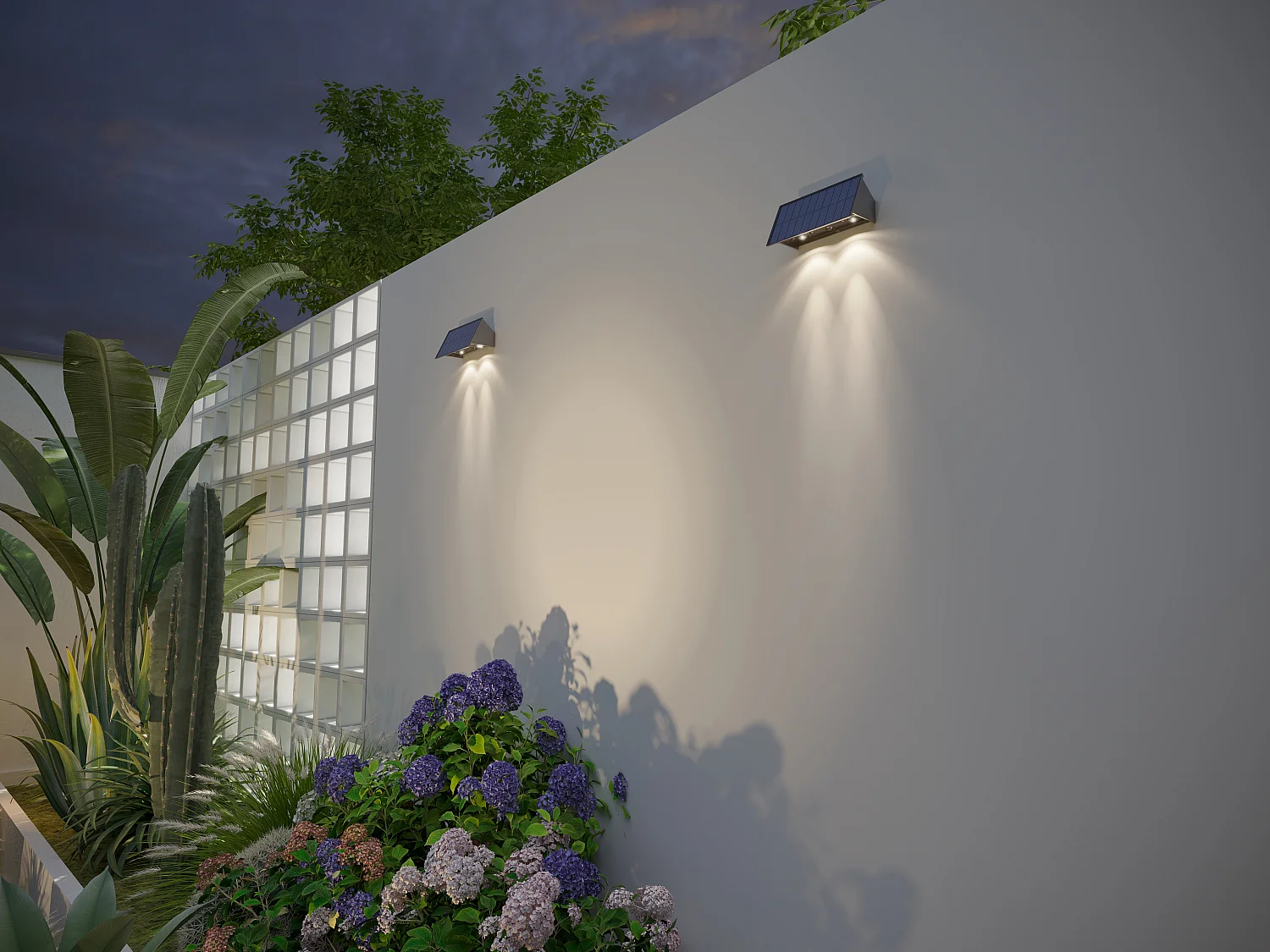 Conjunto de 2 apliques de parede solares, 60 lumens, preto - SONDERHO