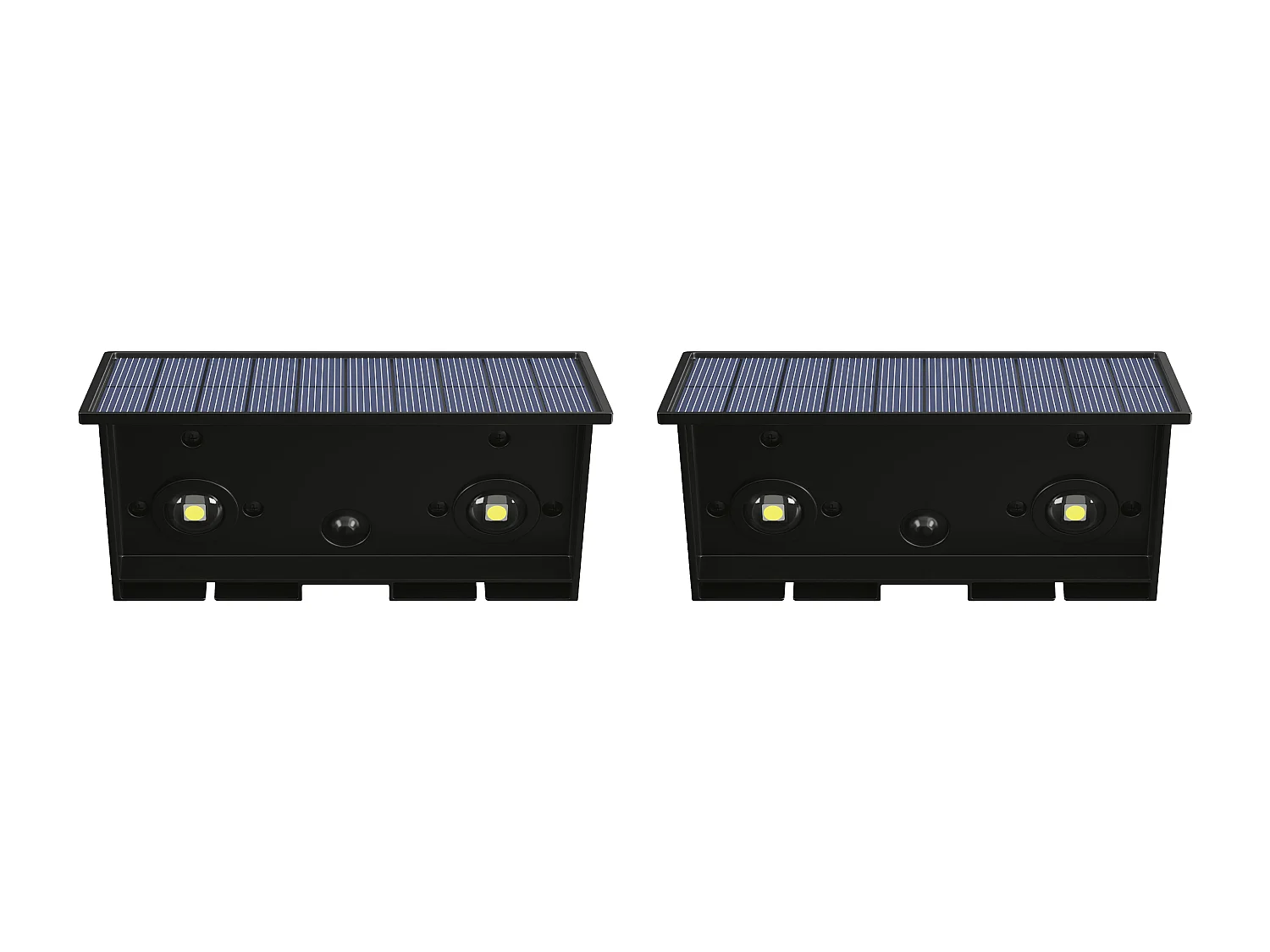 Conjunto de 2 apliques de parede solares, 60 lumens, preto - SONDERHO