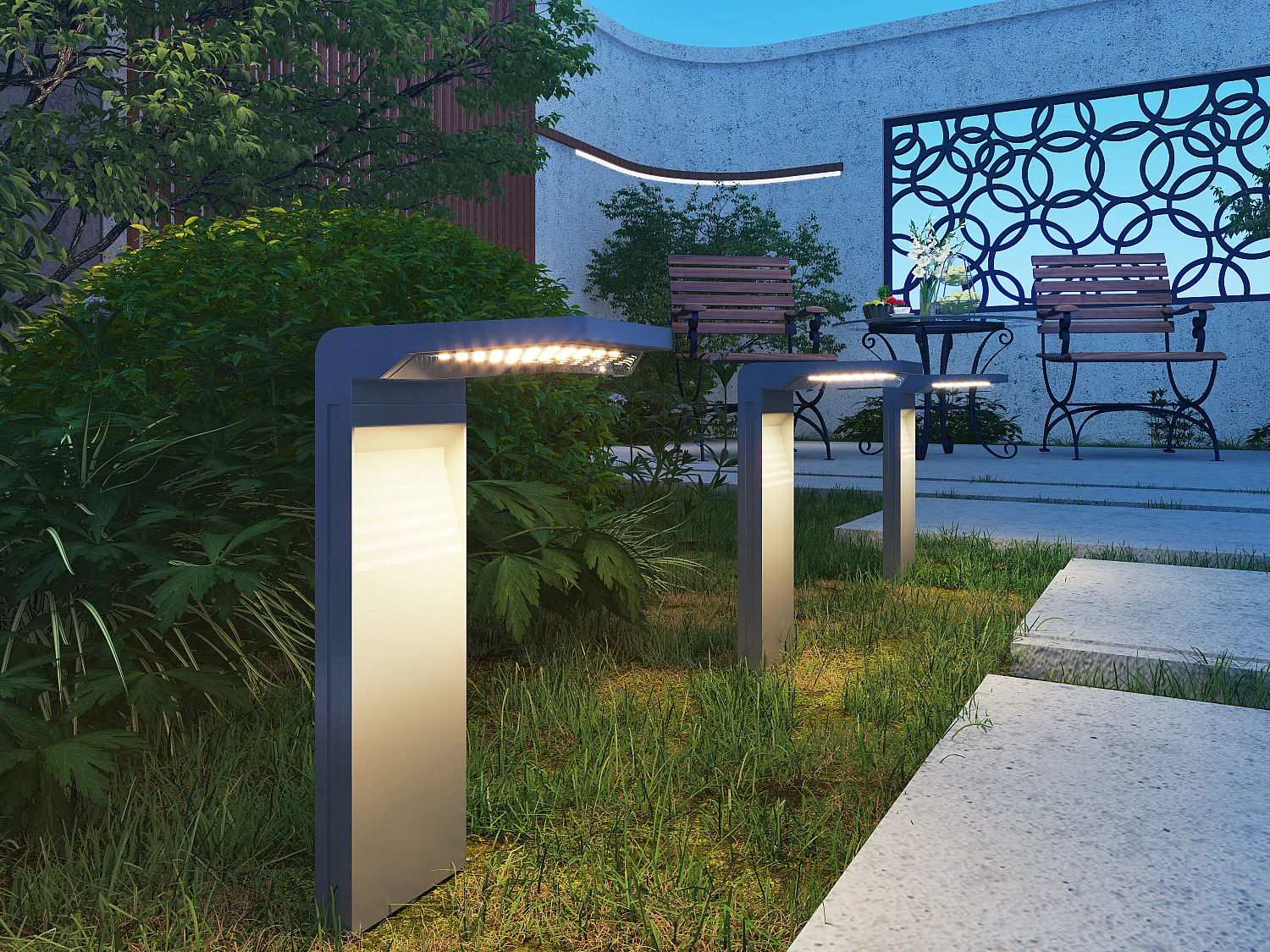 Lot  de 2 bornes solaires extérieures - 200 lumens - Noir - ARNUM