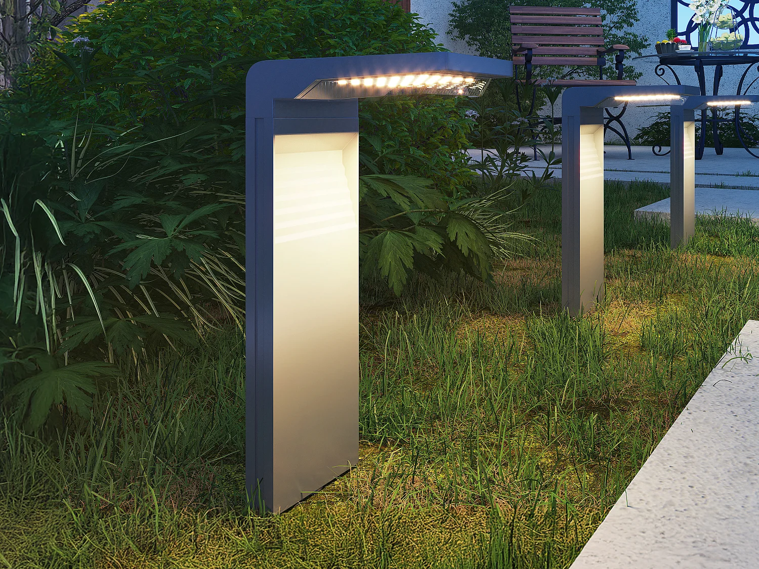 Lot  de 2 bornes solaires extérieures - 200 lumens - Noir - ARNUM