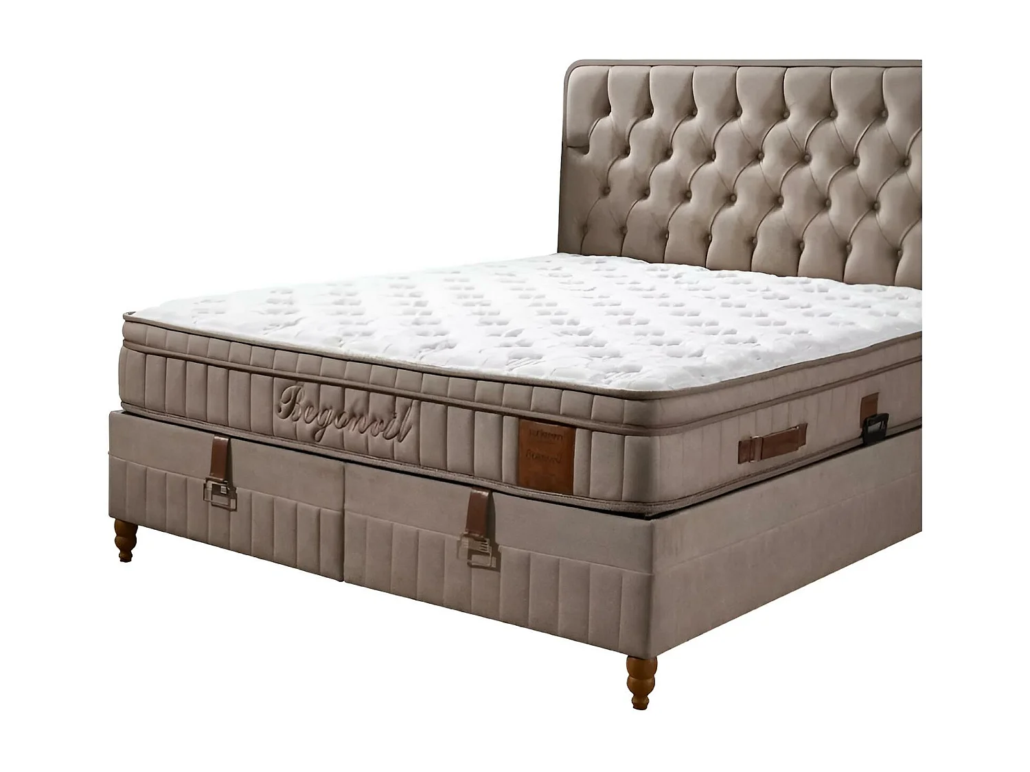 Bett Begonvil M/160x200/Stoffbezug/Beige