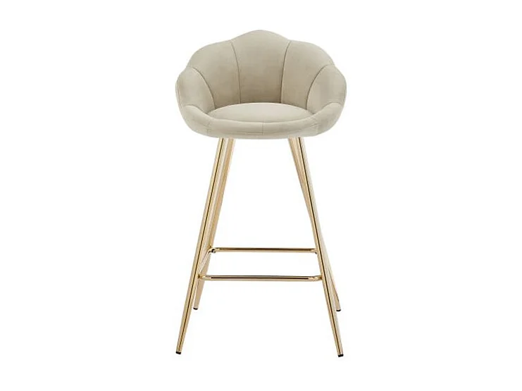 Lot de 2 tabourets en velours avec pieds dorés beige TOURMALINE