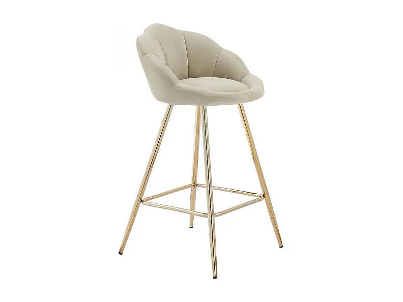 Lot de 2 tabourets en velours avec pieds dorés beige TOURMALINE