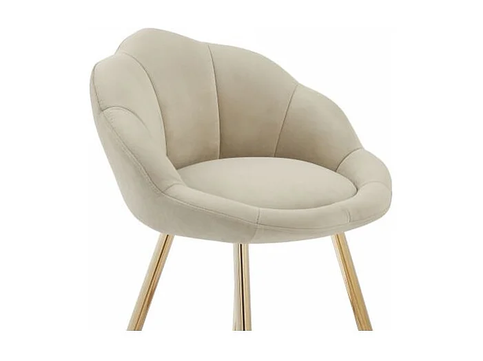 Lot de 2 tabourets en velours avec pieds dorés beige TOURMALINE