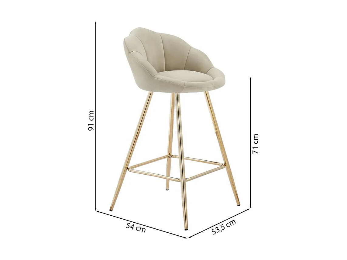 Lot de 2 tabourets en velours avec pieds dorés beige TOURMALINE