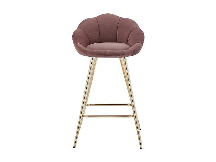 Lot de 2 tabourets en velours avec pieds dorés rose TOURMALINE