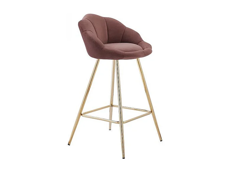 Lot de 2 tabourets en velours avec pieds dorés rose TOURMALINE