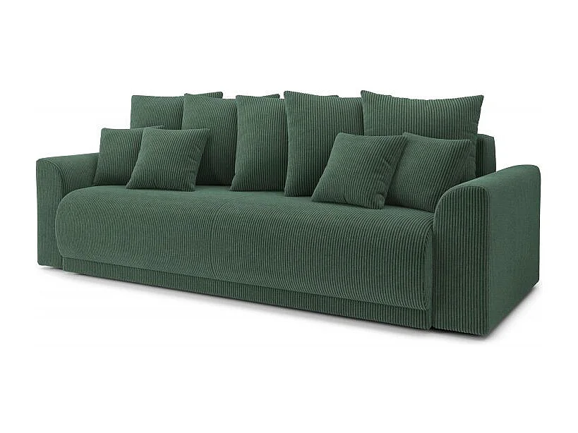 Canapé droit convertible velours côtelé 3 places vert OPALE