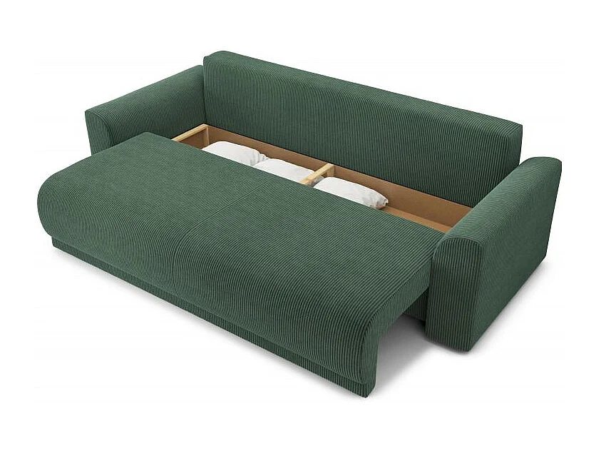 Canapé droit convertible velours côtelé 3 places vert OPALE