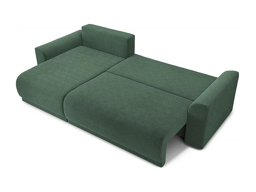 Canapé d'angle réversible convertible velours côtelé 4 places vert OPALE