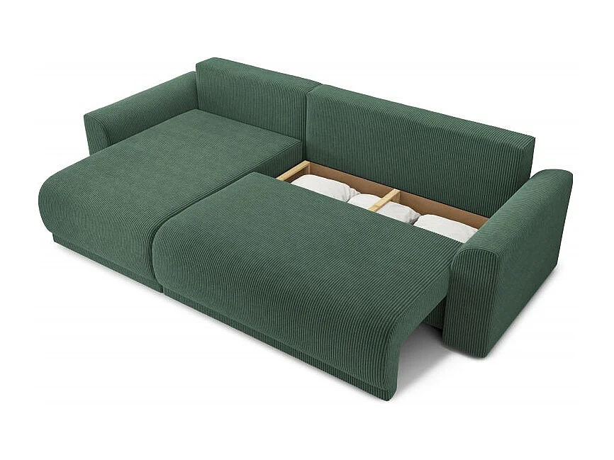 Canapé d'angle réversible convertible velours côtelé 4 places vert OPALE