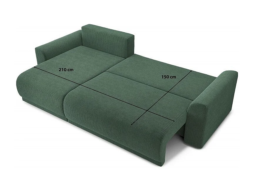 Canapé d'angle réversible convertible velours côtelé 4 places vert OPALE