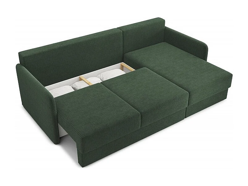 Canapé d'angle réversible convertible velours côtelé 4 places vert JASPE