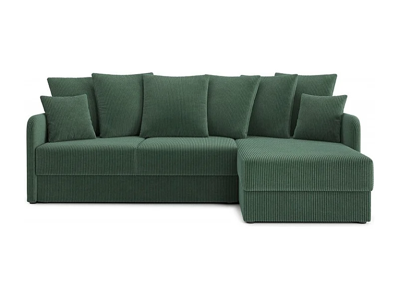 Canapé d'angle réversible convertible velours côtelé 4 places vert JASPE