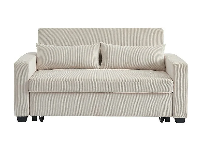 Canapé droit convertible velours côtelé 3 places beige CITRINE