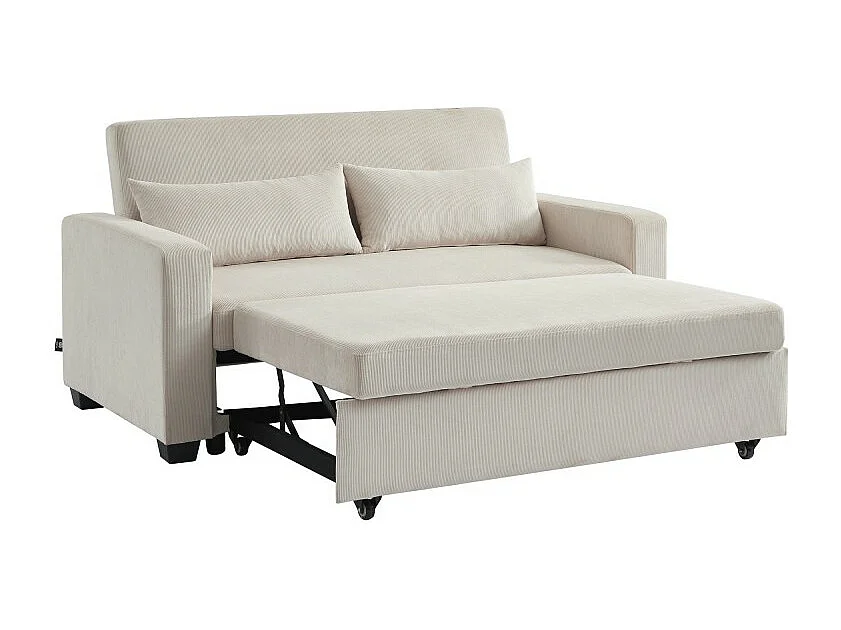 Canapé droit convertible velours côtelé 3 places beige CITRINE