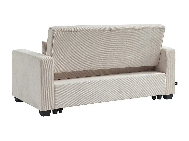 Canapé droit convertible velours côtelé 3 places beige CITRINE