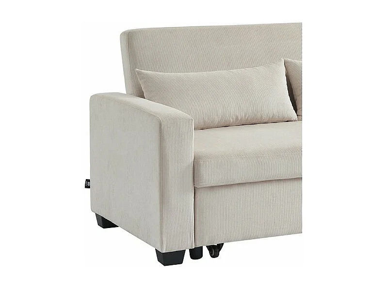 Canapé droit convertible velours côtelé 3 places beige CITRINE