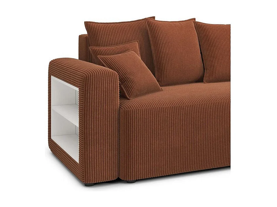 Canapé d'angle réversible convertible velours côtelé 4 places terracotta CORNALINE