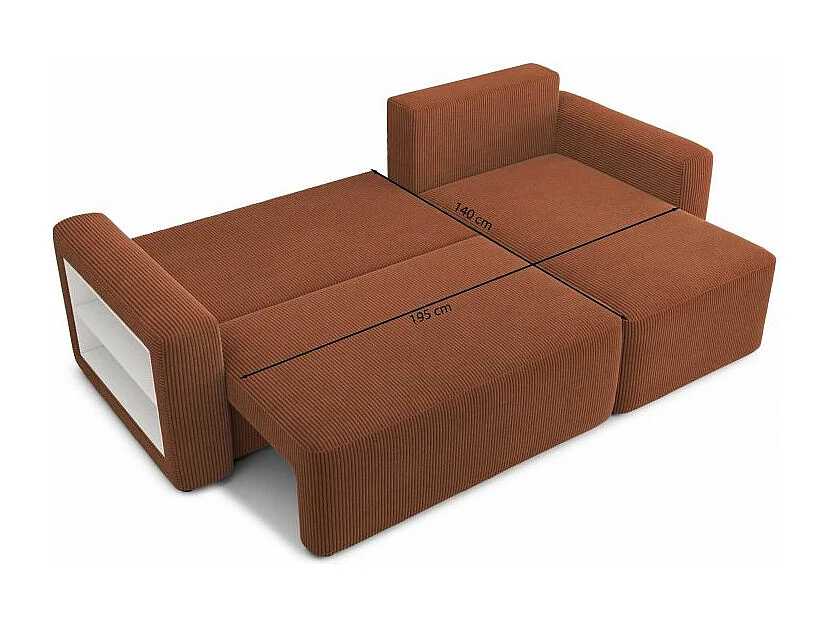 Canapé d'angle réversible convertible velours côtelé 4 places terracotta CORNALINE