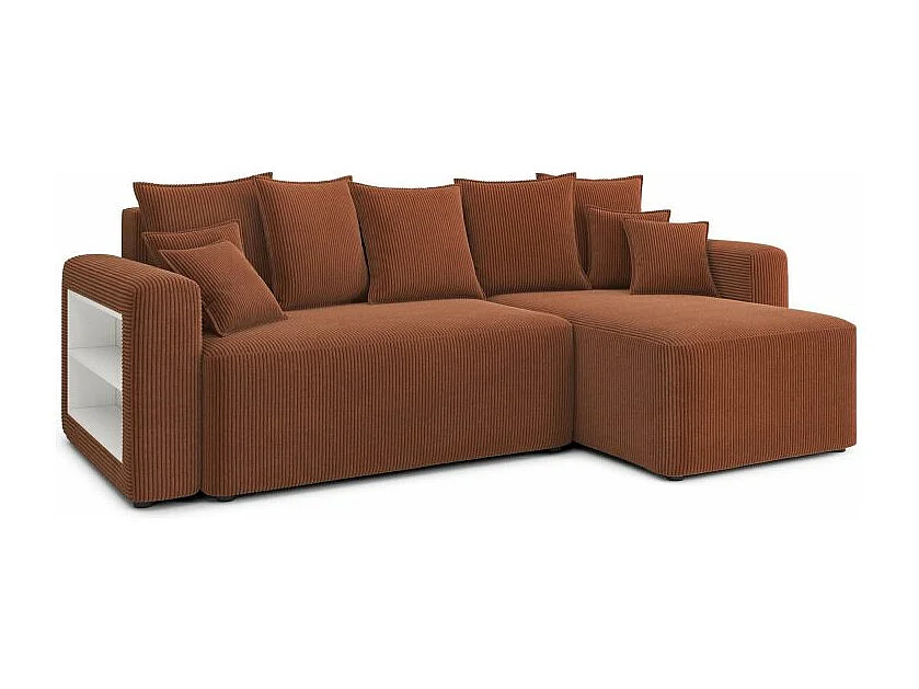 Canapé d'angle réversible convertible velours côtelé 4 places terracotta CORNALINE