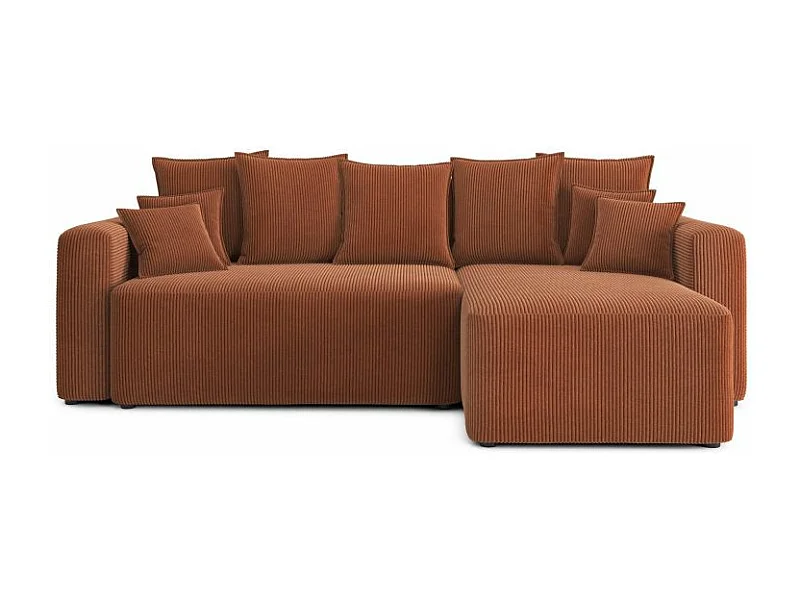 Canapé d'angle réversible convertible velours côtelé 4 places terracotta CORNALINE