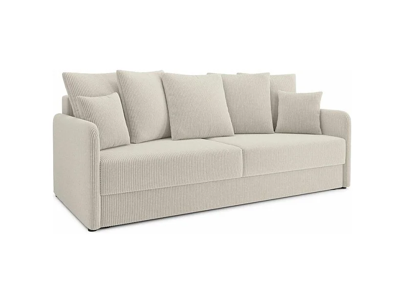 Canapé droit convertible velours côtelé 3 places beige JASPE