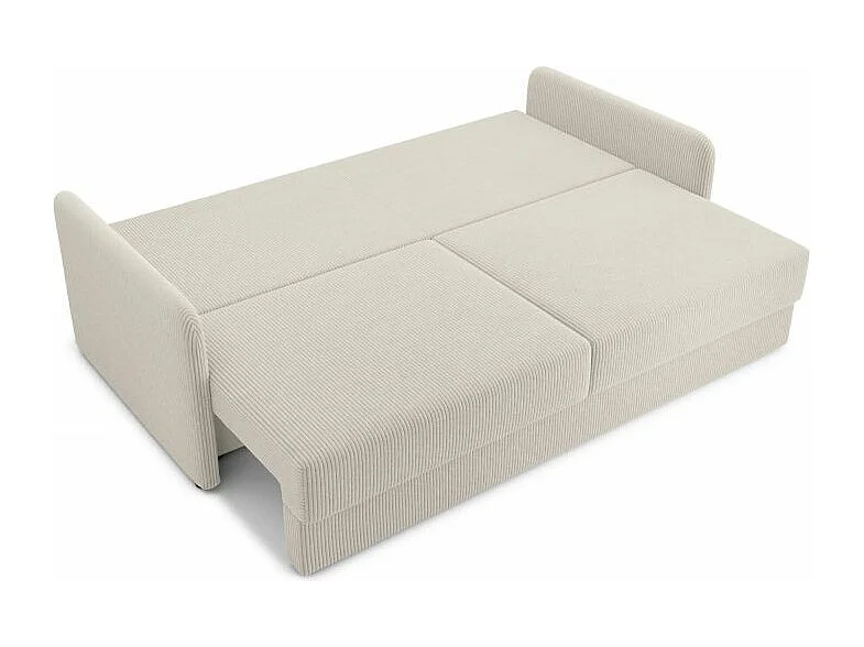 Canapé droit convertible velours côtelé 3 places beige JASPE