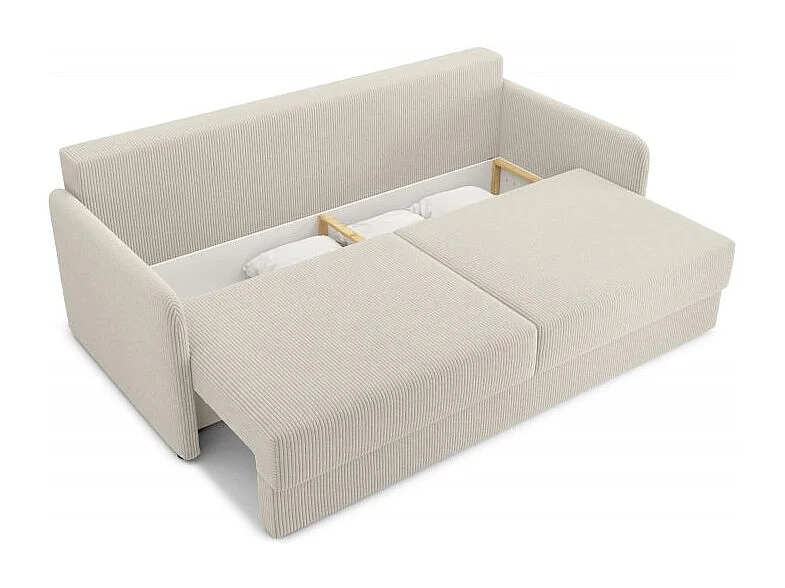 Canapé droit convertible velours côtelé 3 places beige JASPE