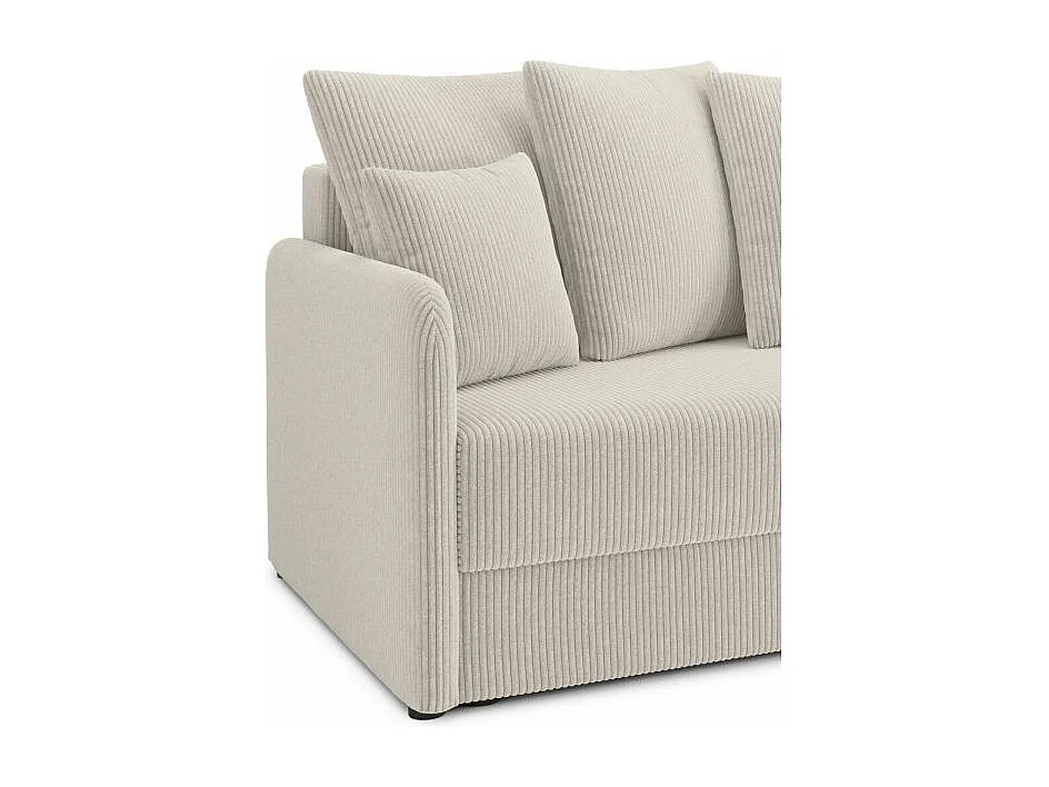 Canapé droit convertible velours côtelé 3 places beige JASPE