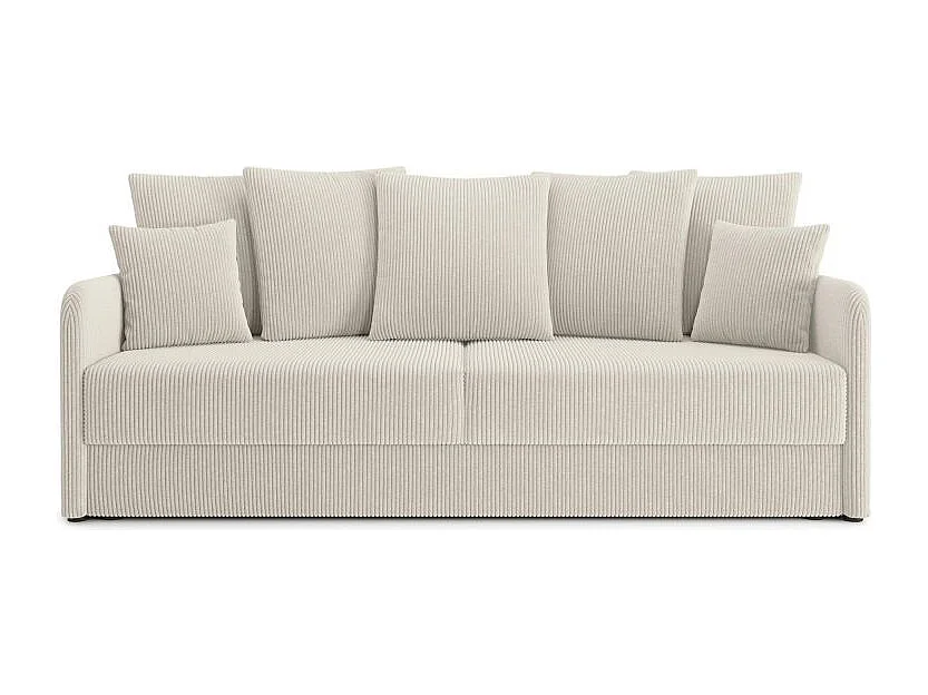 Canapé droit convertible velours côtelé 3 places beige JASPE