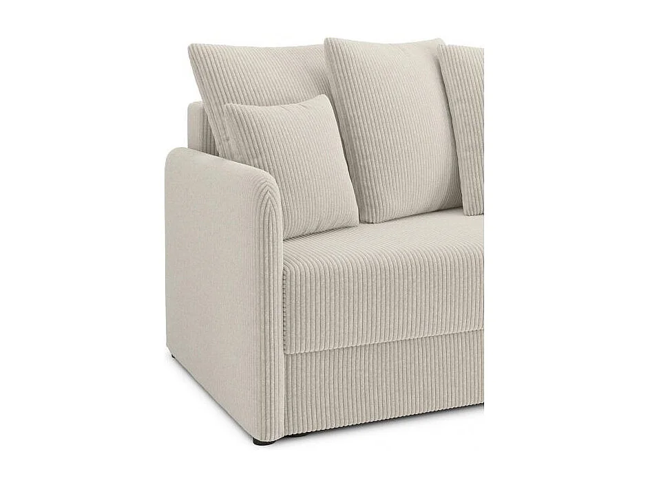 Canapé droit convertible velours côtelé 3 places beige JASPE