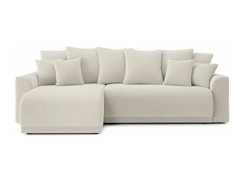 Canapé d'angle réversible convertible velours côtelé 4 places beige OPALE