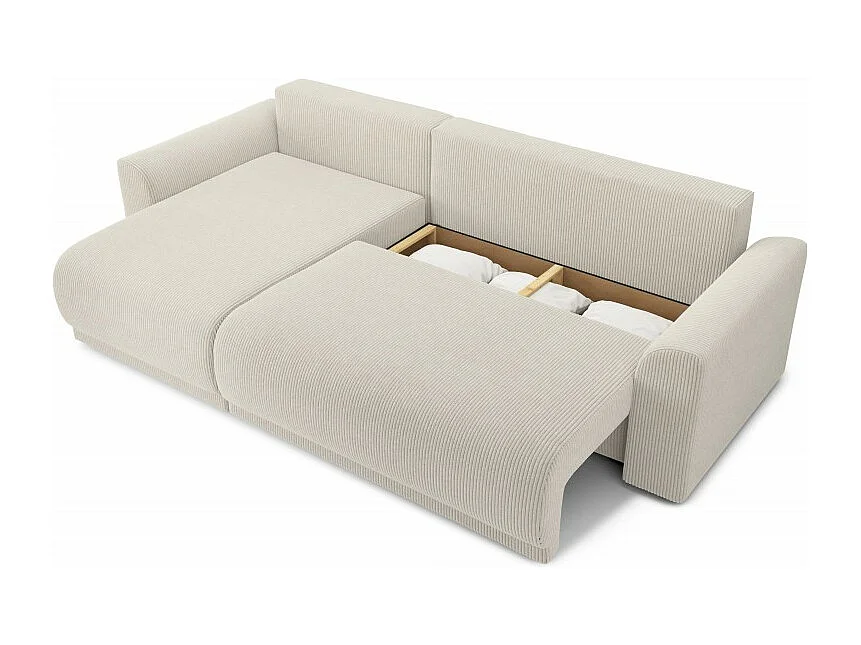 Canapé d'angle réversible convertible velours côtelé 4 places beige OPALE