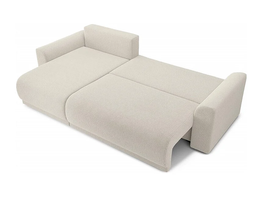 Canapé d'angle réversible convertible velours côtelé 4 places beige OPALE