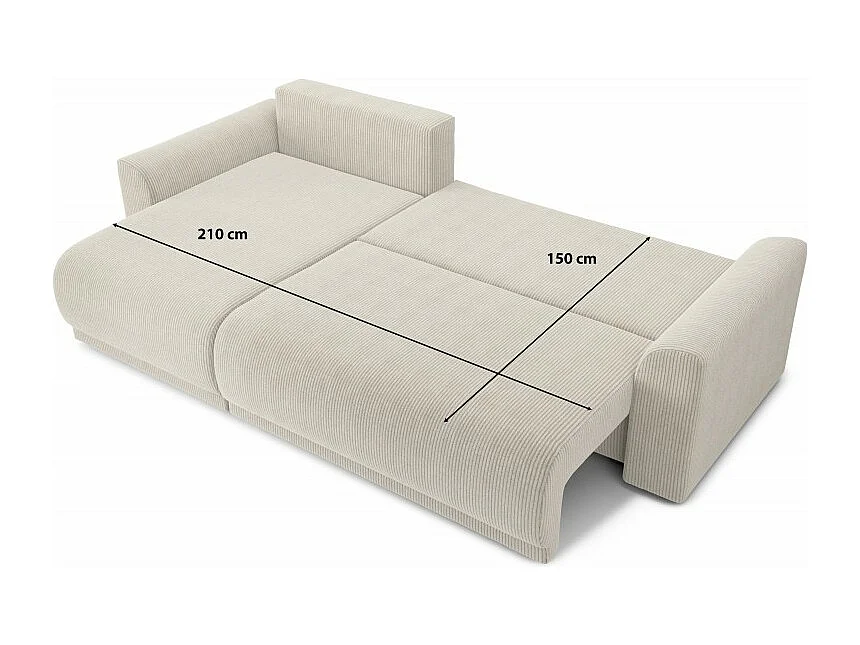 Canapé d'angle réversible convertible velours côtelé 4 places beige OPALE