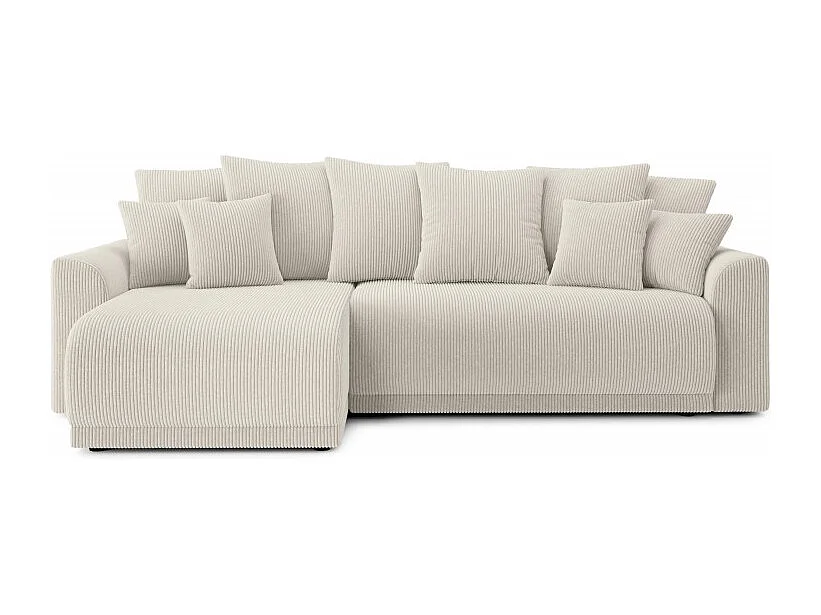 Canapé d'angle réversible convertible velours côtelé 4 places beige OPALE