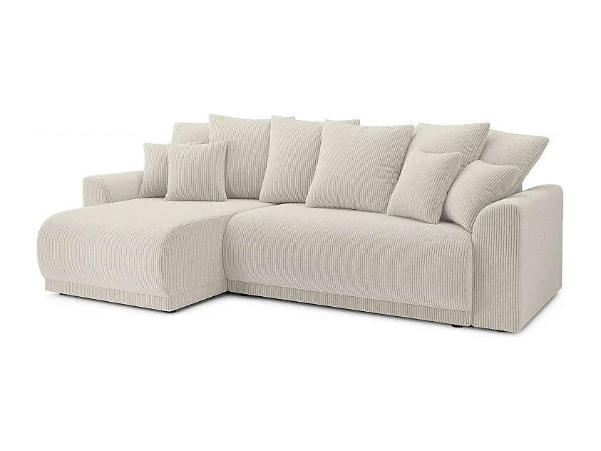 Canapé d'angle réversible convertible velours côtelé 4 places beige OPALE