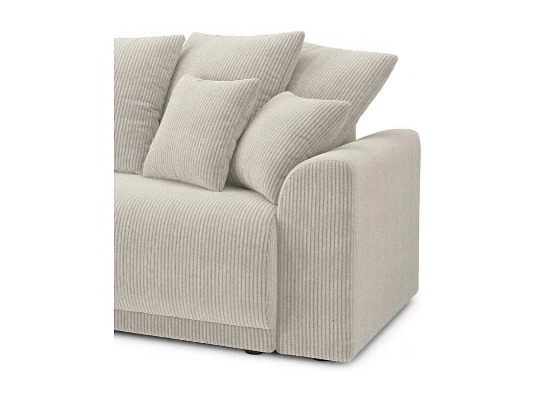 Canapé d'angle réversible convertible velours côtelé 4 places beige OPALE