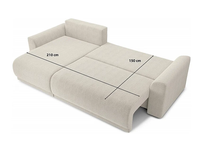 Canapé d'angle réversible convertible velours côtelé 4 places beige OPALE