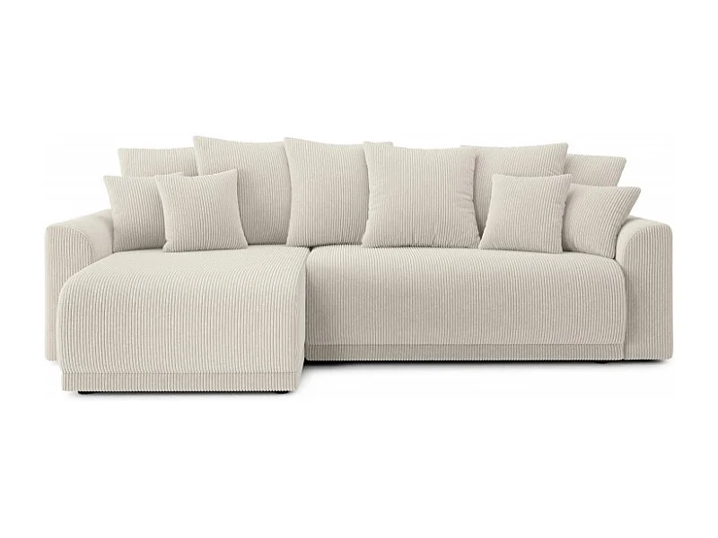 Canapé d'angle réversible convertible velours côtelé 4 places beige OPALE